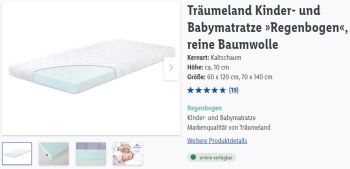 Träumeland Kinder- und Babymatratze Lidl Onlineangebot 2021